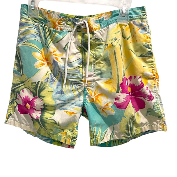 Polo Ralph Lauren Swimming Shorts Trunk Size M Beach Hawaiian Prints - Picture 2 of 14